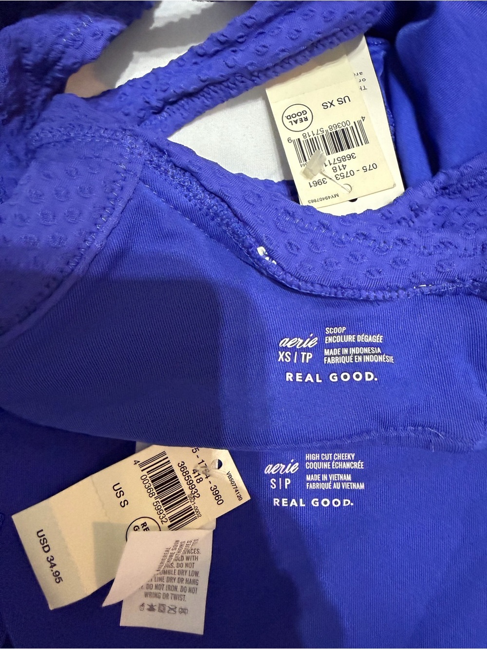 aerie Royal Blue Textured Two-Piece Bikini - Picture 6 of 6